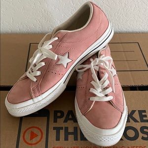 Pink suede converse barely worn size 8